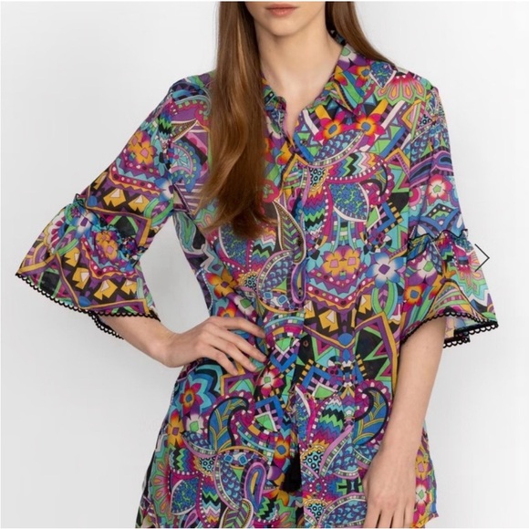 Johnny Was Demarne Ruffle Sleeve Tunic - Picture 2 of 16